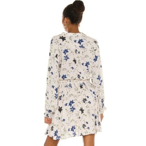 Free People Lighten Up Mini Dress in Ivory with blue flowers. Size S Rayon - Picture 5 of 7